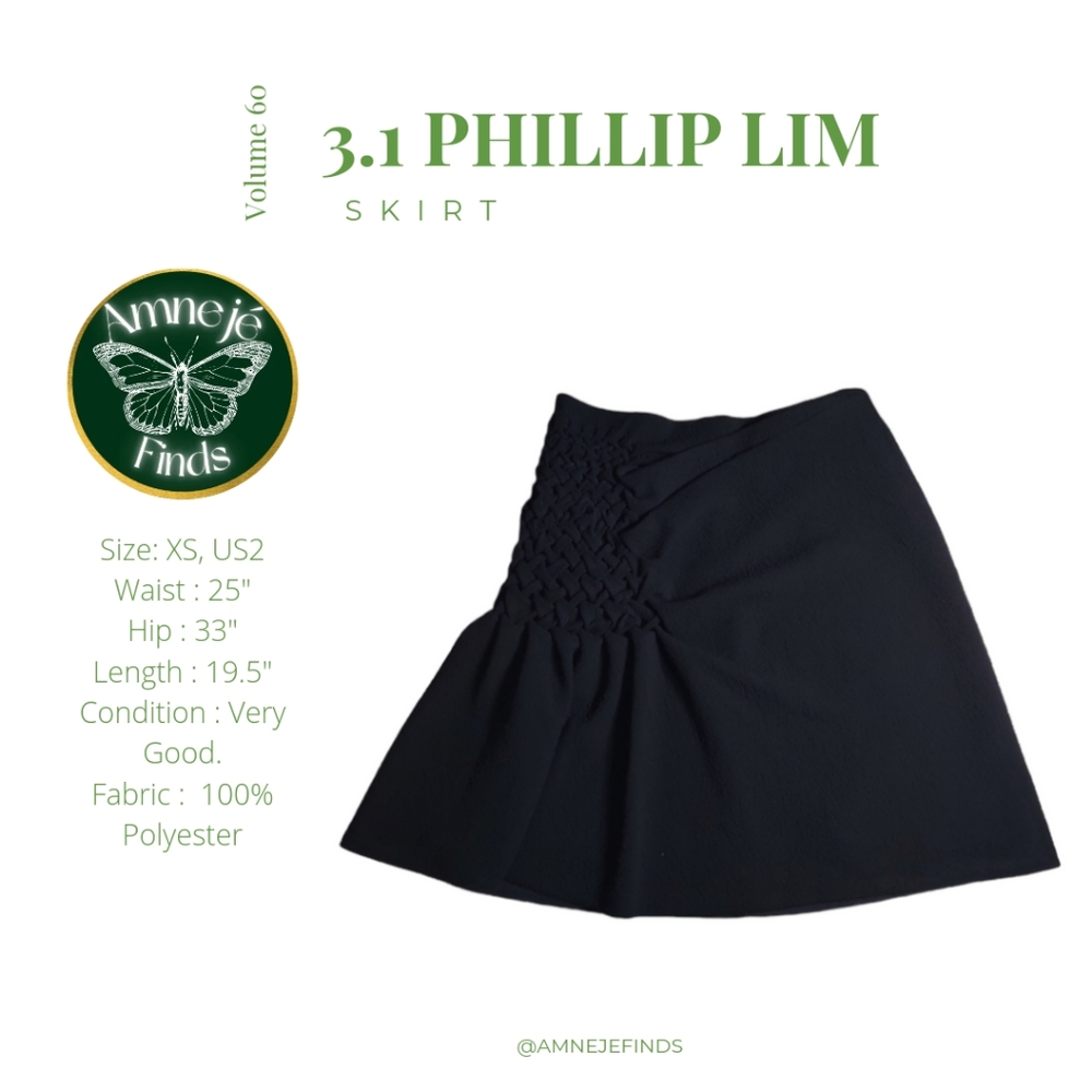 3.1 Phillip Lim Black Pleated Accents Mini Skirt